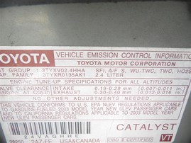 2003 Toyota Camry Silver 2.4L AT #Z23357